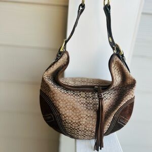 ✨ Vintage Coach Mini C Suede-Accent Hobo ✨